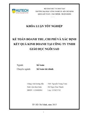 Luận văn thạc sĩ kế toán doanh thu chi phí và xác định kết quả kinh doanh tại công ty tnhh giáo dục ngôi sao