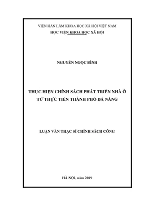 Luận văn thạc sĩ thực hiện chính sách nhà ở từ thực tiễn thành phố đà nẵng