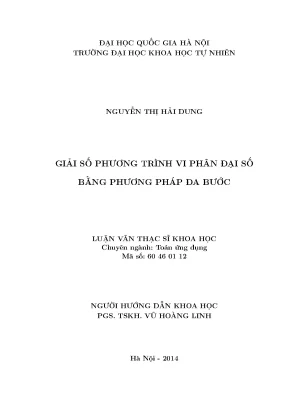 Luận văn thạc sĩ giải số phương trình vi phân đại số bằng phương pháp đa bước