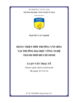 Luận văn thạc sĩ hoàn thiện môi trường văn hóa tại trường đại học công nghệ thành phố hồ chí minh