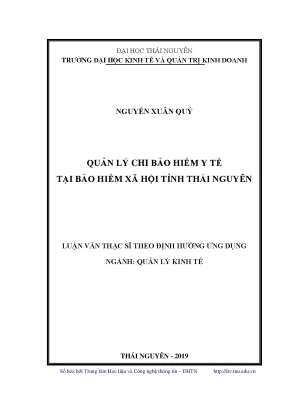 Luận văn thạc sĩ quản lý kinh tế quản lý chi bảo hiểm y tế tại bảo hiểm xã hội tỉnh thái nguyên 1