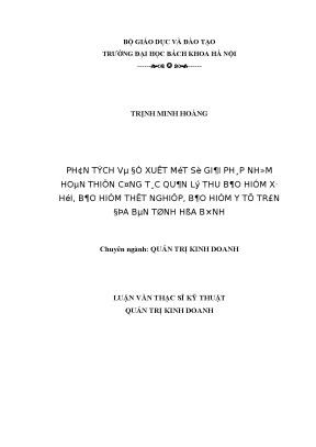 Phân tích và đề xuất một số giải pháp nhằm hoàn thiện công tác quản lý thu bảo hiểm xã hội bảo hiểm thất nghiệp bảo hiểm y tế trên địa bàn tỉnh hòa bình
