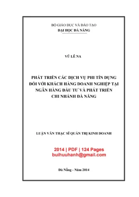Luận văn thạc sĩ quản trị kinh doanh phát triển các dịch vụ phi tín dụng đối với khách hàng doanh nghiệp tại ngân hàng đầu tư và phát triển chi nhánh đà nẵn