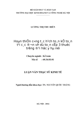 Hoàn thiện công tác hạch toán kế toán tại các đơn vị dự toán cấp 3 thuộc trường đại học y hà nội