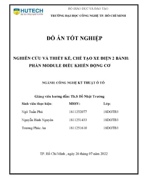 Nghiên cứu và thiết kế chế tạo xe điện 2 bánh phần module điều khiển động cơ