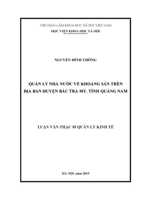 Luận văn thạc sĩ quản lý nhà nước về khoáng sản trên địa bàn huyện bắc trà my tỉnh quảng nam