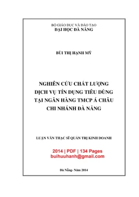 Luận văn thạc sĩ quản trị kinh doanh nghiên cứu chất lượng dịch vụ tín dụng tiêu dùng tại ngân hàng tmcp á châu chi nhánh đà nẵng