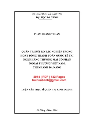 Luận văn thạc sĩ quản trị kinh doanh quản trị rủi ro tác nghiệp trong hoạt động thanh toán quốc tế tại ngân hàng thương mại cổ phần ngoại thương việt nam chi nhánh đà nẵng