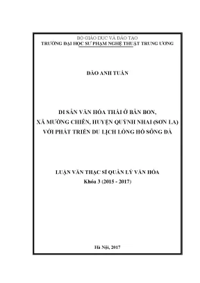 Luận văn thạc sĩ di sản văn hóa thái ở bản bon xã mường chiên huyện quỳnh nhai sơn la với phát triển du lịch lòng hồ sông đà