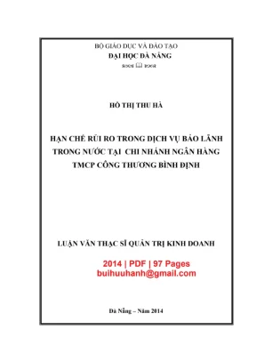 Luận văn thạc sĩ quản trị kinh doanh hạn chế rủi ro trong dịch vụ bảo lãnh trong nước tại chi nhánh ngân hàng tmcp công thương bình định