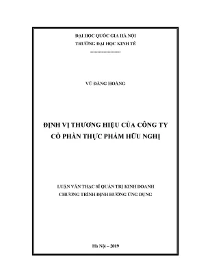Luận văn thạc sĩ định vị thƣơng hiệu của công ty cổ phần thực phẩm hữu nghị