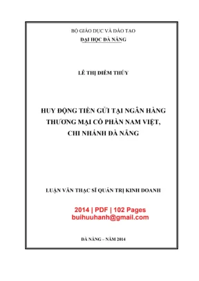 Luận văn thạc sĩ quản trị kinh doanh huy động tiền gửi tại ngân hàng thương mại cổ phần nam việt chi nhánh đà nẵng