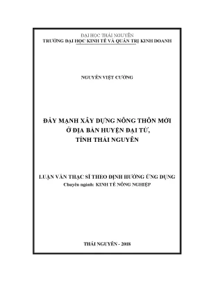Luận văn thạc sĩ đẩy mạnh xây dựng nông thôn mới ở địa bàn huyện đại từ tỉnh thái nguyên