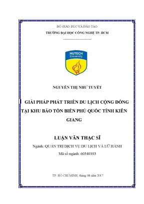 Luận văn thạc sĩ giải pháp phát triển du lịch cộng đồng tại khu bảo tồn biển phú quốc tỉnh kiên giang