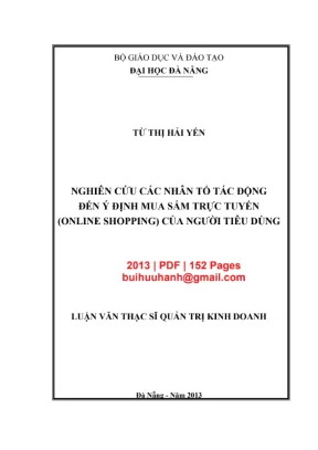 Luận văn thạc sĩ quản trị kinh doanh nghiên cứu các nhân tố tác động đến ý định mua sắm trực tuyến online shopping của người tiêu dùng