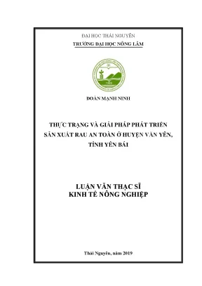 Luận văn thạc sĩ thực trạng và giải pháp phát triển sản xuất rau an toàn ở huyện văn yên tỉnh yên bái