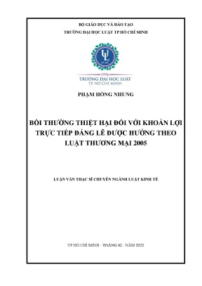 Luận văn bồi thường thiệt hại đối với khoản lợi trực tiếp đáng lẽ được hưởng theo luật thương mại 2005