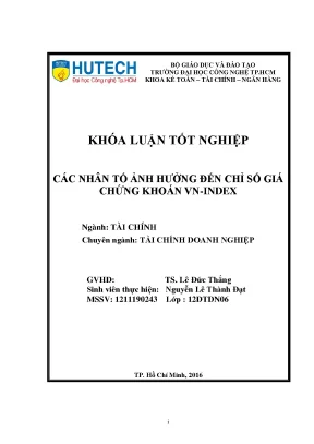 Luận văn thạc sĩ các nhân tố ảnh hưởng đến chỉ số giá chứng khoán vn index
