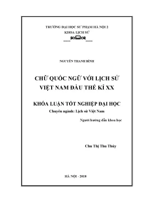 Luận văn thạc sĩ chữ quốc ngữ với lịch sử việt nam đầu thế kỉ xx