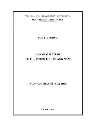 Luận văn thạc sĩ hòa giải ở cơ sở từ thực tiễn tỉnh quảng nam