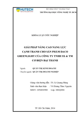 Luận văn thạc sĩ giải pháp nâng cao năng lực cạnh tranh cho sản phẩm daco greenlight của công ty tnhh sx tm cơ điện đại thành
