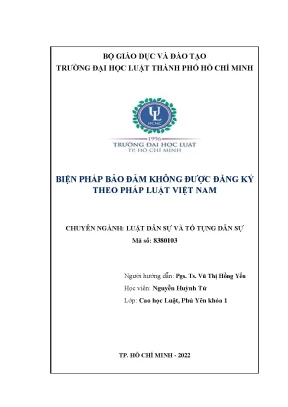 Luận văn biện pháp bảo đảm không đựợc đăng ký theo pháp luật việt nam