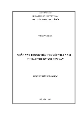 Luận án tiến sĩ nhân vật trong tiểu thuyết việt nam từ đầu thế kỉ xxi đến nay