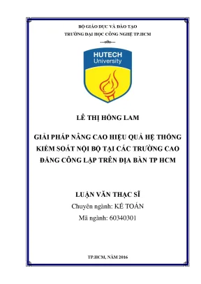 Luận văn thạc sĩ giải pháp nâng cao hiệu quả hệ thống kiểm soát nội bộ tại các trường cao đẳng công lập trên địa bàn tp hcm