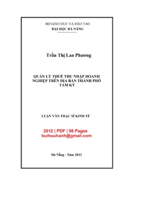 Luận văn thạc sĩ kinh tế quản lý thuế thu nhập doanh nghiệp trên địa bàn thành phố tam kỳ