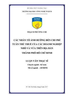 Luận văn thạc sĩ các nhân tố ảnh hưởng đến chi phí tuân thủ thuế của các doanh nghiệp nhỏ và vừa trên địa bàn thành phố hồ chí minh