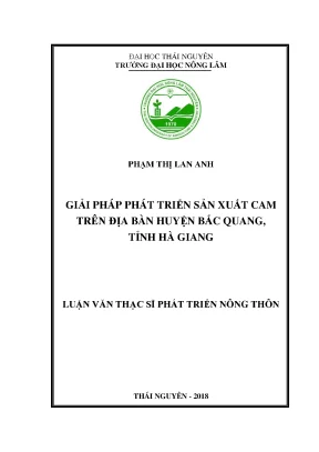 Luận văn thạc sĩ giải pháp phát triển sản xuất cam trên địa bàn huyện bắc quang tỉnh hà giang