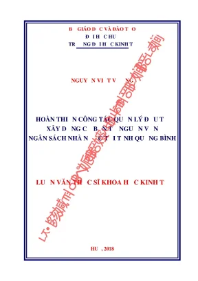 Luận văn thạc sĩ hoàn thiện công tác quản lý đầu tư xây dựng cơ bản từ nguồn vốn ngân sách nhà nước tại tỉnh quảng bình