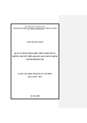 Luận văn thạc sĩ quản lý hoạt động biểu diễn nghệ thuật không chuyên trên địa bàn quận hoàn kiếm thành phố hà nội