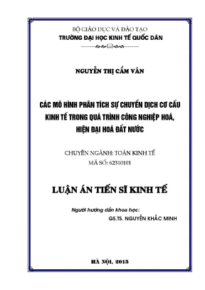 Luận án tiến sĩ các mô hình phân tích sự chuyển dịch cơ cấu kinh tế trong quá trình công nghiệp hóa hiện đại hóa đất nước