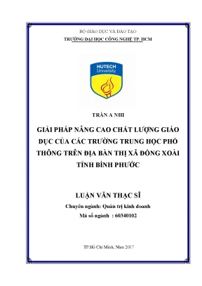 Luận văn thạc sĩ giải pháp nâng cao chất lượng giáo dục của các trường trung học phổ thông trên địa bàn tx đồng xoài tỉnh bình phước