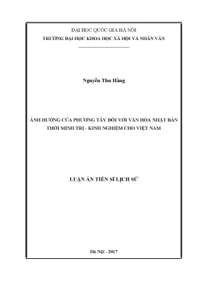 Luận văn thạc sĩ ảnh hưởng của phương tây đối với văn hóa nhật bản thời minh trị kinh nghiệm cho việt nam