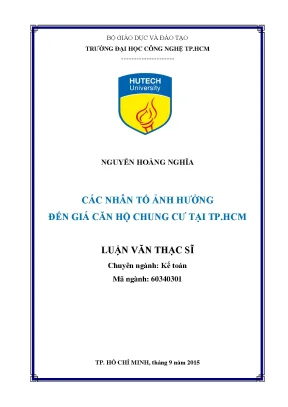 Luận văn thạc sĩ các nhân tố ảnh hưởng đến giá căn hộ chung cư tại tp hcm