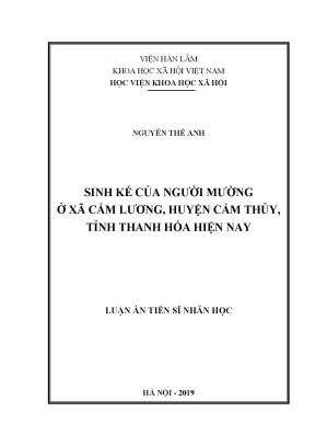 Luận án tiến sĩ sinh kế của người mường ở xã cẩm lương huyện cẩm thủy tỉnh thanh hóa hiện nay