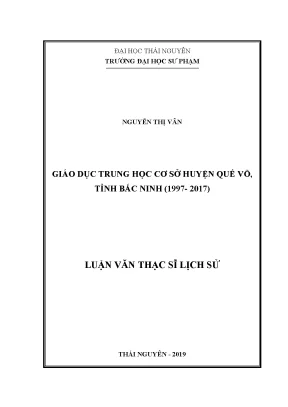 Luận văn thạc sĩ giáo dục trung học cơ sở huyện quế võ tỉnh bắc ninh 1997 2017