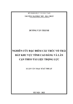 Luận văn cao học xử lý và phân tích 2d 3d tài liệu trọng lực