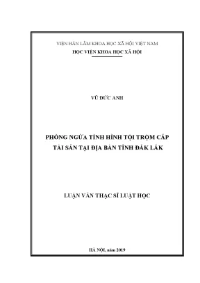 Luận văn thạc sĩ phòng ngừa tình hình tội trộm cắp tài sản tại địa bàn tỉnh đắk lắk