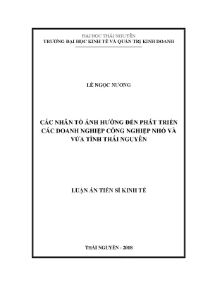 Luận án tiến sĩ các nhân tố ảnh hưởng đến phát triển các doanh nghiệp công nghiệp nhỏ và vừa tỉnh thái nguyên