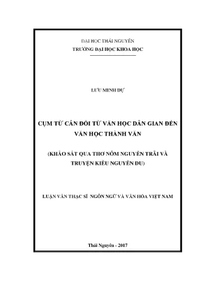 Luận văn thạc sĩ cụm từ cân đối từ văn học dân gian đến văn học thành văn