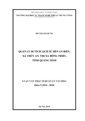 Luận văn thạc sĩ quản lý di tích lịch sử đền an biên xã thủy an thị xã đông triều tỉnh quảng ninh