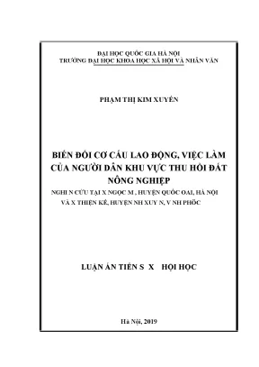 Luận văn thạc sĩ biến đổi cơ cấu lao động việc làm của người dân khu vực thu hồi đất nông nghiệp