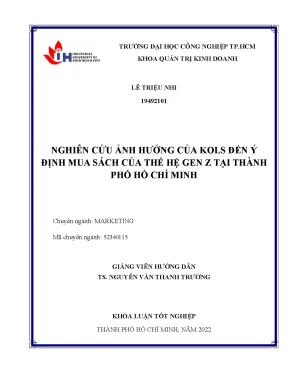 Nghiên cứu sự ảnh hưởng của kols đến ý định mua sách của thế hệ gen z tại thành phố hồ chí minh