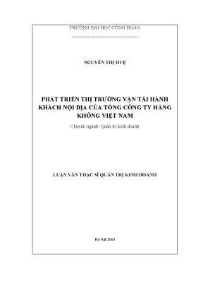 Phát triển thị trường vận tải hành khách nội địa của tổng công ty hàng không việt nam