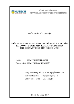 Luận văn thạc sĩ giải pháp marketing mix cho sản phẩm hạt điều tại công ty tnhh mtv paramita giai đoạn 2017 2020 tại thành phố hồ chí minh