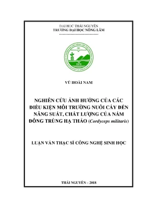 Luận văn thạc sĩ nghiên cứu ảnh hưởng của các điều kiện môi trường nuôi cấy đến năng suất chất lượng của nấm đông trùng hạ thảo cordyceps militaris