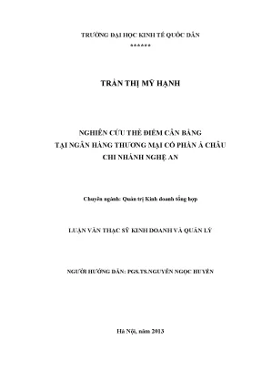 Nghiên cứu thẻ điểm cân bằng tại ngân hàng thương mại cổ phần á châu chi nhánh nghệ an